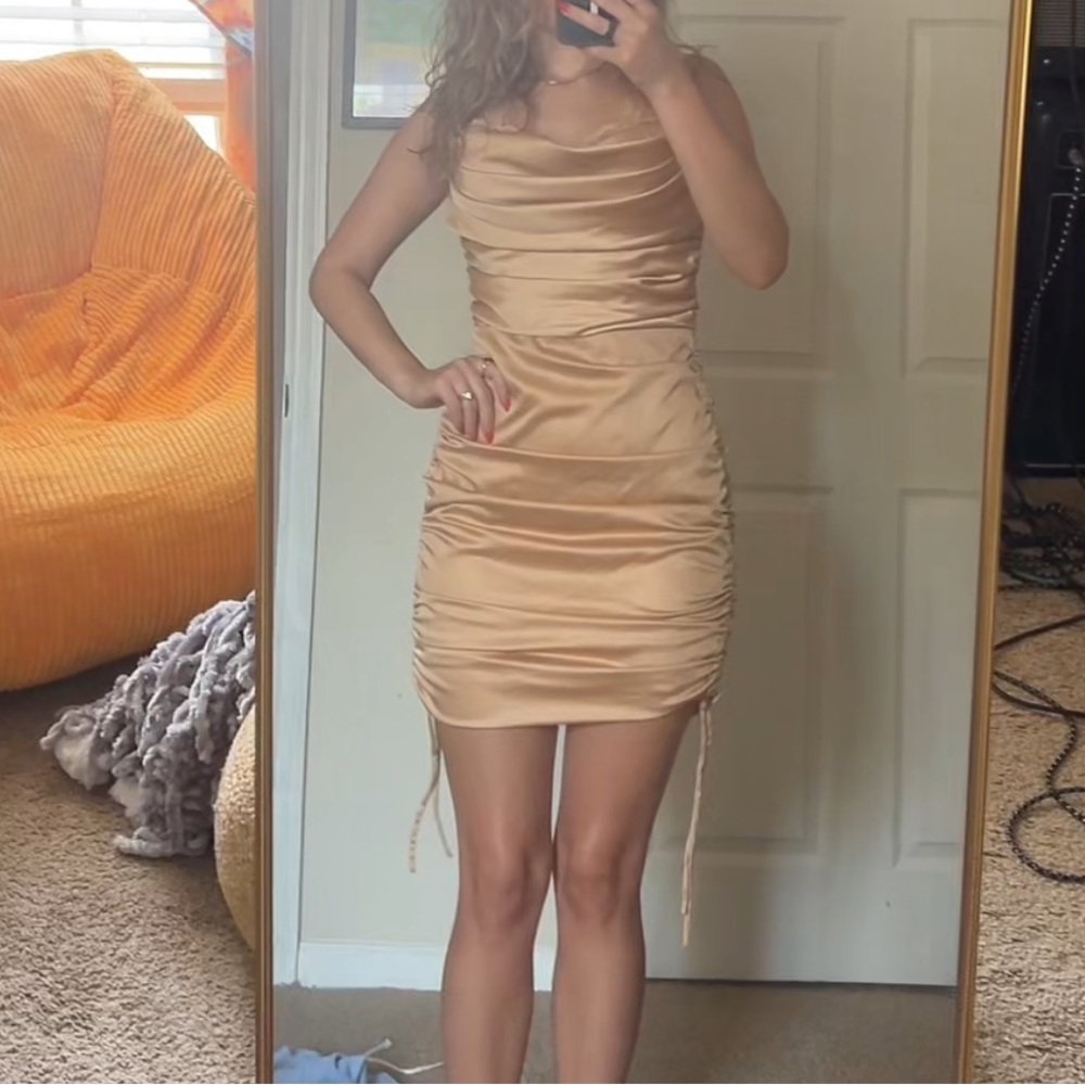 Oh Polly Gold mini dress